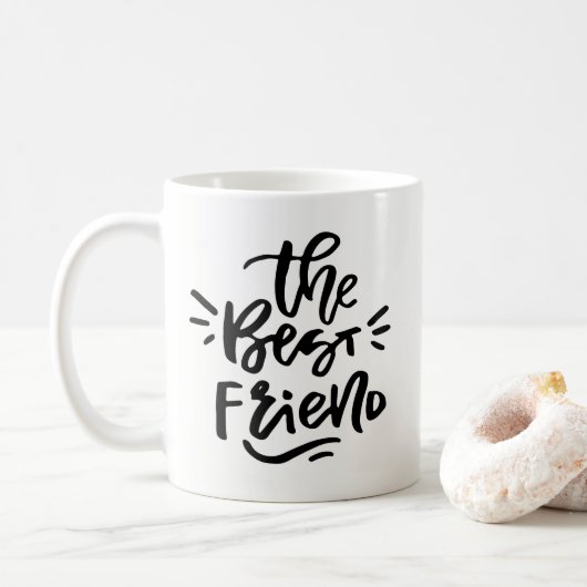 Citation Lettrée Main Noire Le Meilleur Ami Mug (Avec donut)