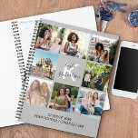 Citation Monogramme 8 Photo Collage Gris<br><div class="desc">Planificateur chic pour personnaliser pour votre diplômé. Le modèle photo est mis en place pour vous d'ajouter 8 de vos photos préférées de vos années d'études. Vos photos sont affichées en format carré / instagram dans un simple montage photo de style grille. Ce design monogrammé est personnalisé avec le nom...</div>