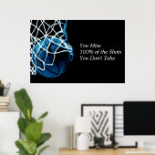 Citation Motivative Basketball Blue Black Poster (Bureau à domicile)