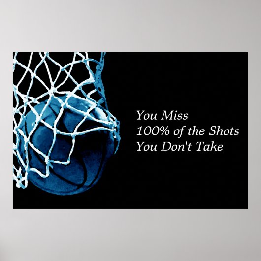 Citation Motivative Basketball Blue Black Poster (Devant)