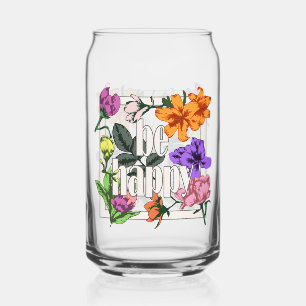 Citation positive Be Happy and garden flowers