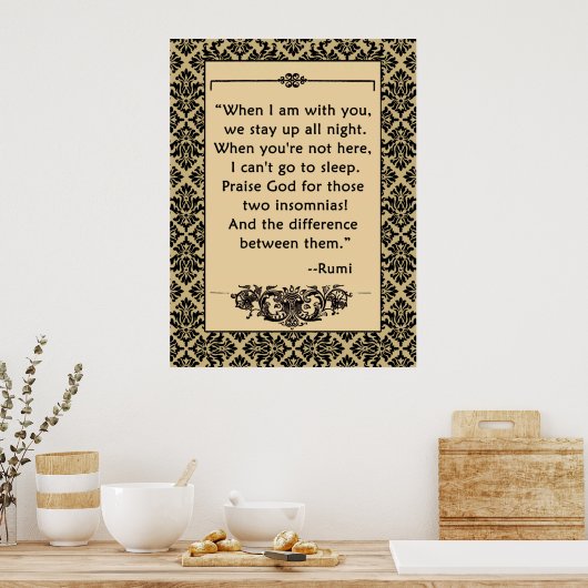 Citation RUMI LOVE sur affiche ou impression (Cuisine)