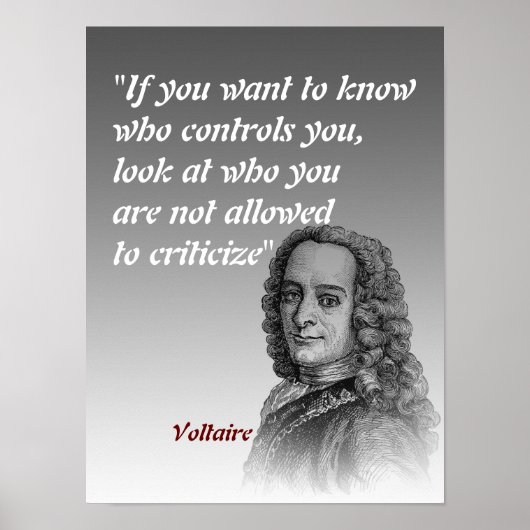 Citation Voltaire Sur Qui Vous Contrôle Poster (Devant)