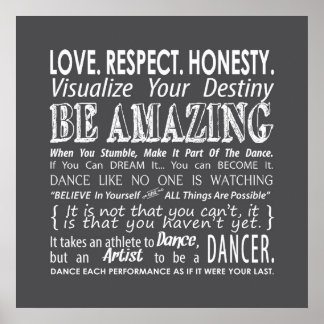 Citations de danse inspirante Poster - Gris