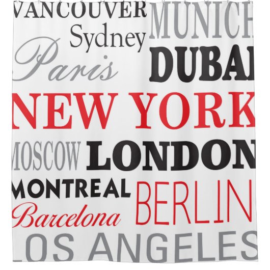 Cities of the world - douchekop douchegordijn (Voorkant)