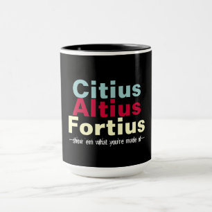 Citius altius fortius sneller hoger groot mok