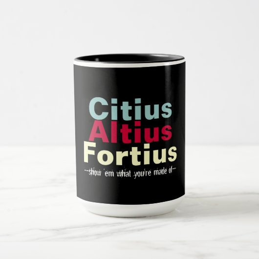 Citius altius fortius sneller hoger groot mok (Midden)