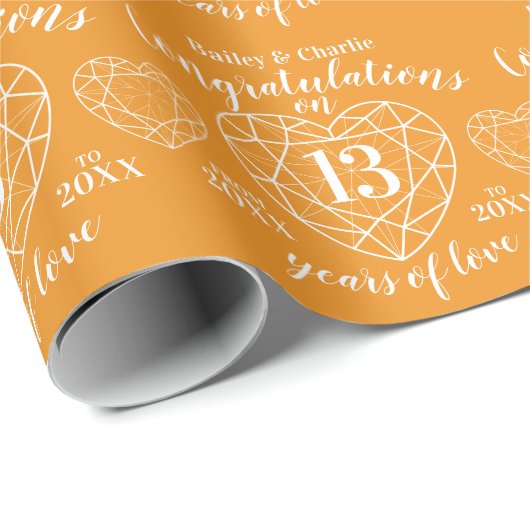 Citrien bruiloft 13 jaar liefde cadeaupapier (Rol Hoek)