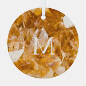 Citrine Birthstone Monogram Personalized Name Glas Ornament (Achterkant)