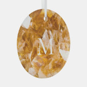 Citrine Birthstone Monogram Personalized Name Glas Ornament (Voorkant Rechts)
