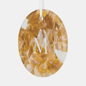Citrine Birthstone Monogram Personalized Name Glas Ornament (Voorkant links)