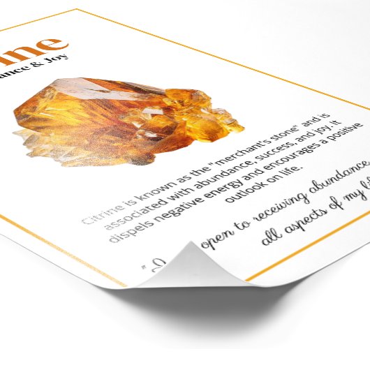 Citrine Crystal Meaning Poster (Coin)