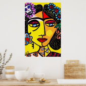 Citrine Sugar Skull Mexican Lady Poster (Keuken)