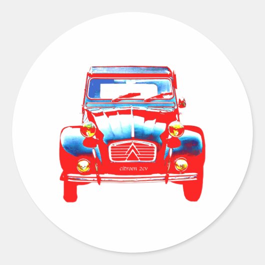 Citroen 2CV 2 Ronde Sticker (Voorkant)