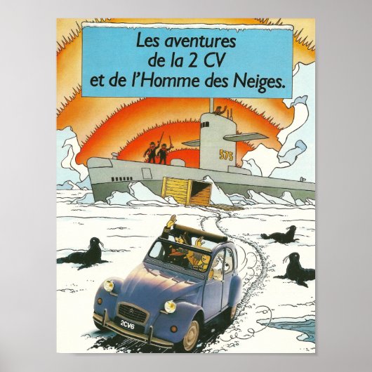 Citroen 2cv Classic poster vintage, design rétro (Devant)