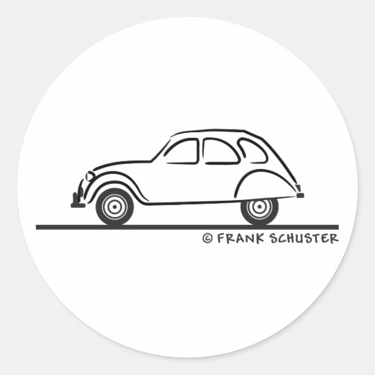 Citroen 2CV Ronde Sticker (Voorkant)