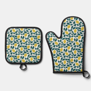 Citroen & Blad Print Zomer Keuken Ovenwant & Pannenlap Set