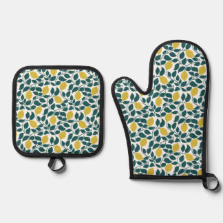 Citroen & Blad Print Zomer Keuken Ovenwant & Pannenlap Set