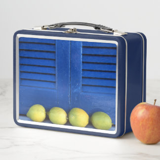 Citroen Blauwe Ramen Metal lunchbox
