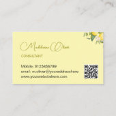 Citroen Bloemen Citrus Modern Stijlvol QR Code Gou Visitekaartje (Achterkant)