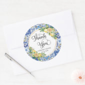 Citroen Bloemen Mediterraans Mozaïek Tegels Bruilo Ronde Sticker (Envelop)