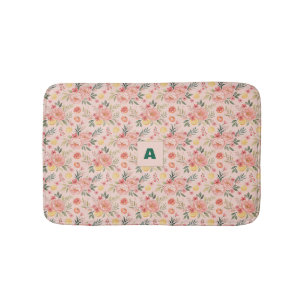 Citroen Bloemen roze Peony rustiek Patroon monogra Badmat