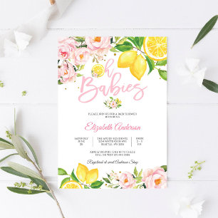 Citroen Bloemige Baby Shower Uitnodiging
