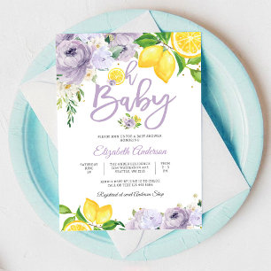 Citroen Bloemige Baby Shower Uitnodiging