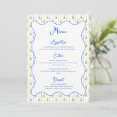 Citroen Botanische Citrus Blauw & Geel Chic Weddin Menu (Staand voorkant)