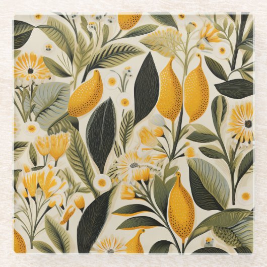 Citroen Botanische Gaard Glazen Onderzetter (Voorkant)