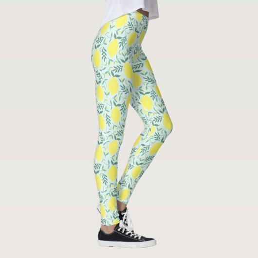 Citroen botanische patroon leggings (Rechts)