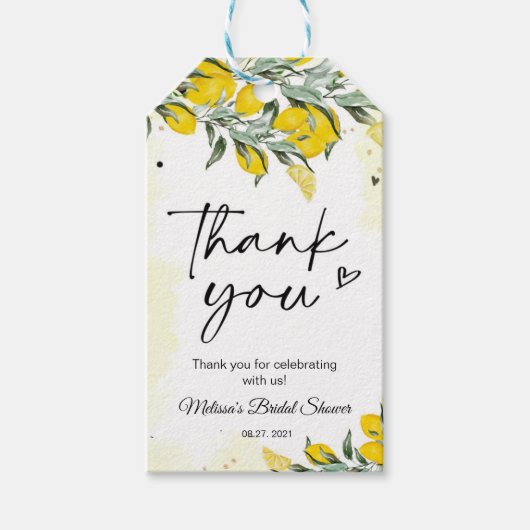 Citroen bruidsshower cadeaukaartjes cadeaulabel (Voorkant)