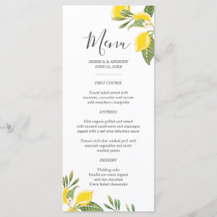 Citroen bruiloft Menu Foliage Elegant Citrus Rusti