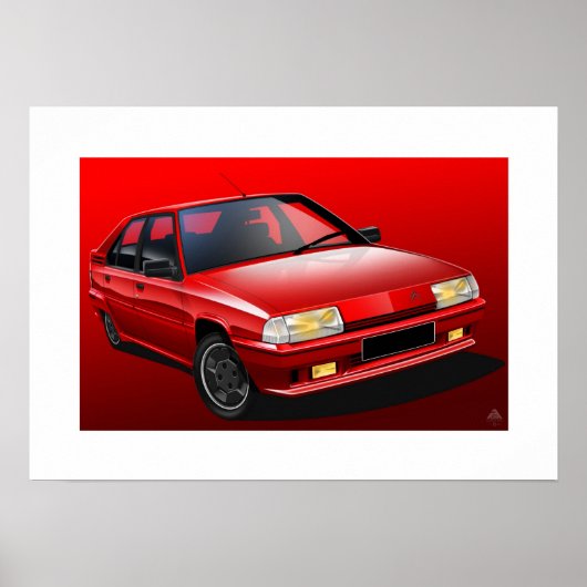 Citroen BX 16V Illustratief Poster (Voorkant)