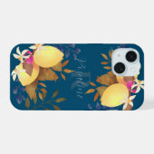 Citroen Chic Monogram Turquoise iPhone 15 Hoesje (Achterkant horizontaal)