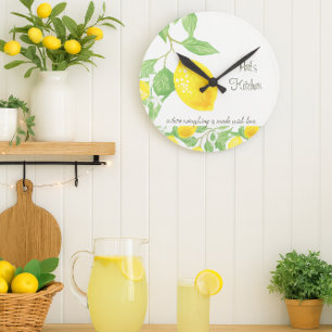 Citroen Citrus Aangepaste Keuken Wandklok Ronde Klok