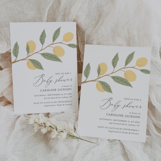 Citroen Citrus Baby shower Kaart