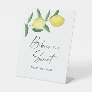 Citroen citrus - baby's zijn lief poster reclamebord met voetstuk