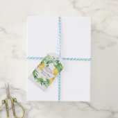 Citroen Citrus Bloemen Groen Blad Krans Bruiloft Cadeaulabel (Met Touw)