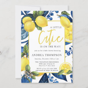 Citroen Citrus Botanisch Baby shower Kaart