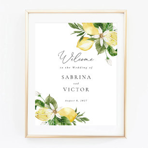 Citroen Citrus groen Bloemen bruiloft Welkomstbord Poster