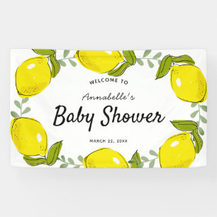 Citroen Citrus krans wit Baby shower Spandoek