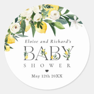 Citroen Citrus Mediterraan Baby shower Favor Ronde Sticker