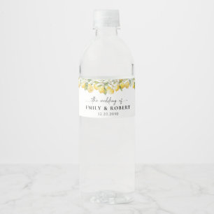 Citroen Citrus Wedding Water Bottle Label Waterfles Etiket