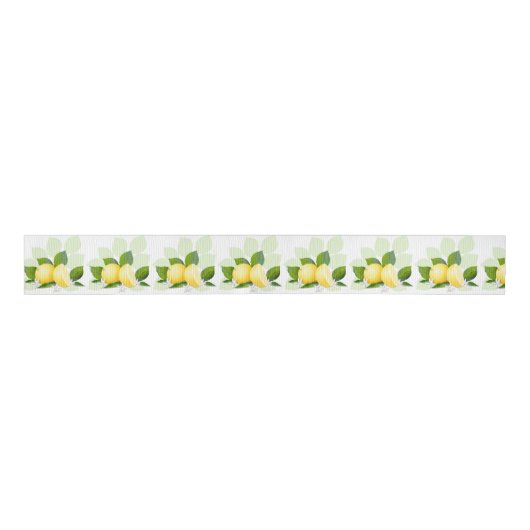 Citroen Citrusvruchten Botanisch Grosgrain Lint (Voorkant)