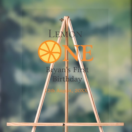 Citroen een gelukkige 1e verjaardag sinaasappel gr acryl bord (Neutraal)