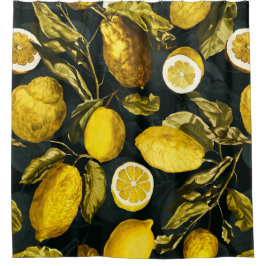 Citroen en blad patroon V Douchegordijn