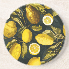 Citroen en blad patroon V Zandsteen Onderzetter