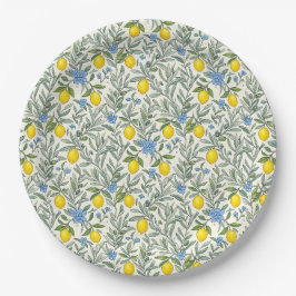 Citroen en Blauwe Bloemmotief Bord