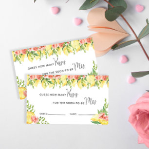 Citroen en bloemen raden hoeveel kussen spel informatiekaartje